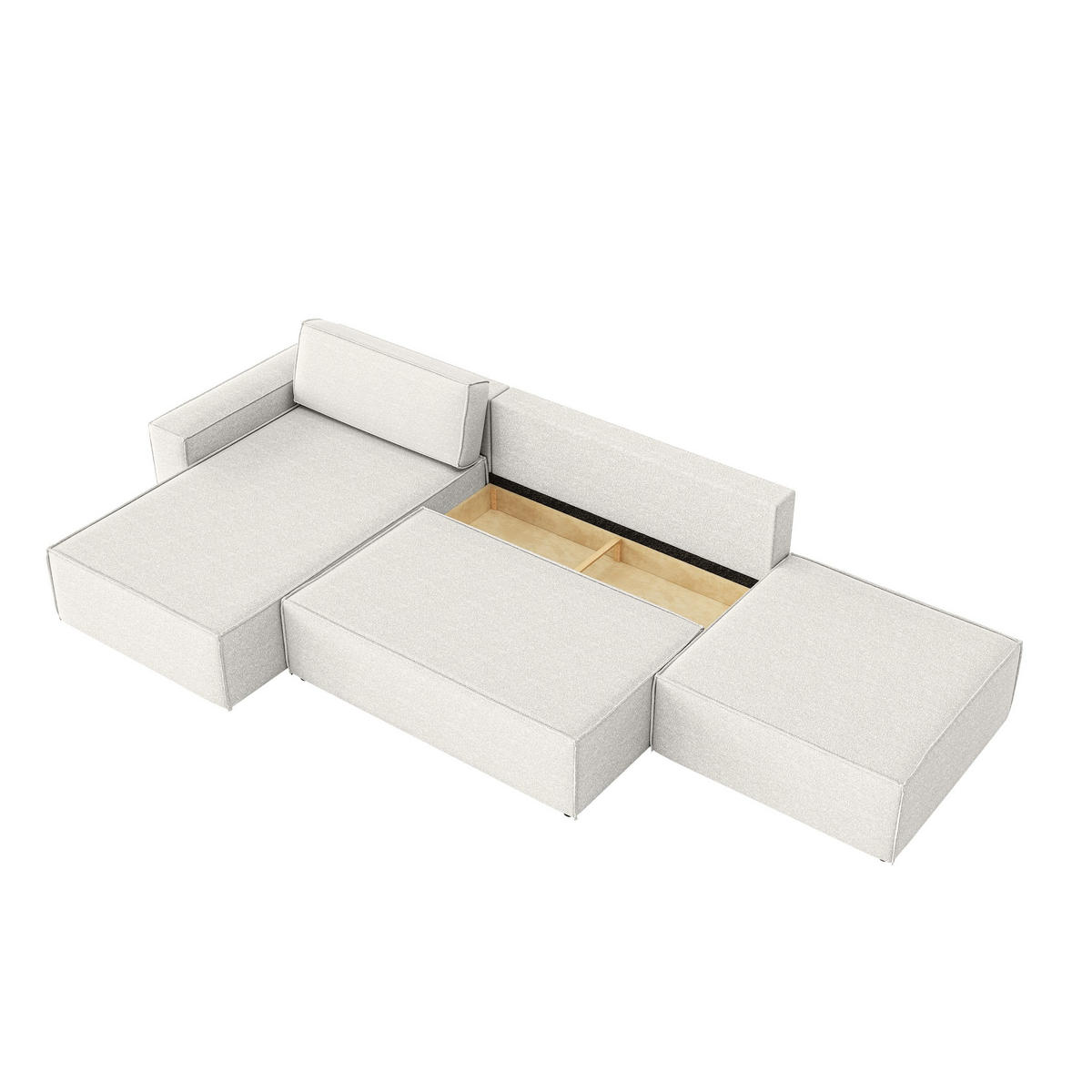 ECKSOFA Lummo La mit Schlaffunktion, Cremeweiß - Weiß, Textil (363/185cm) - Fedve