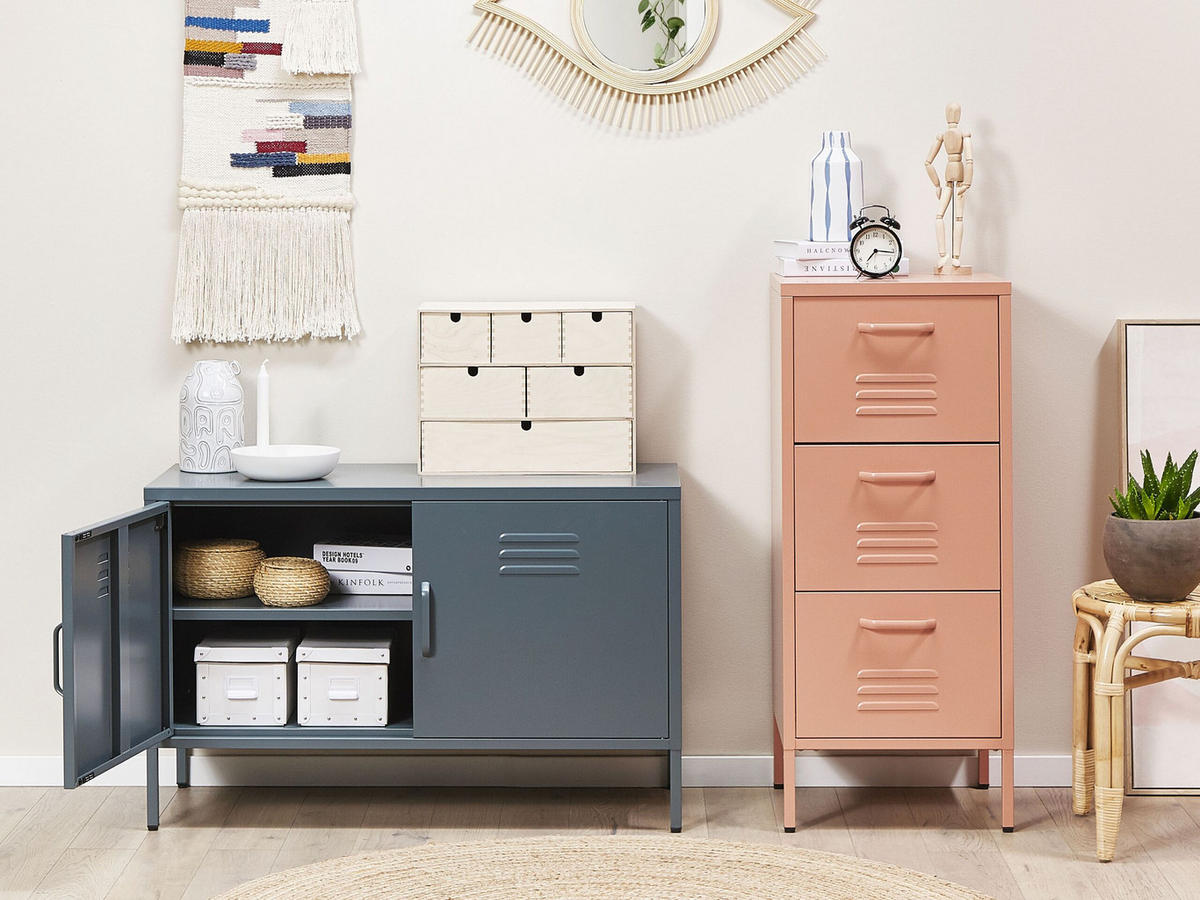 AKTENSCHRANK pfirsichrosa Wostok - Pink, Metall (43/103/40cm) - Beliani