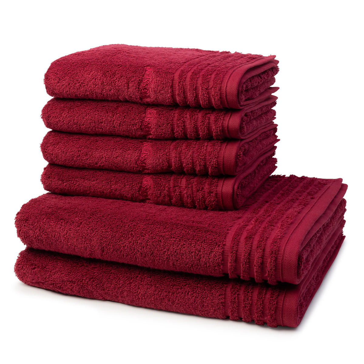 FROTTIERSET Vienna Style Supersoft 6-teilig - Dunkelrot, Textil (50/100cm) - Vossen