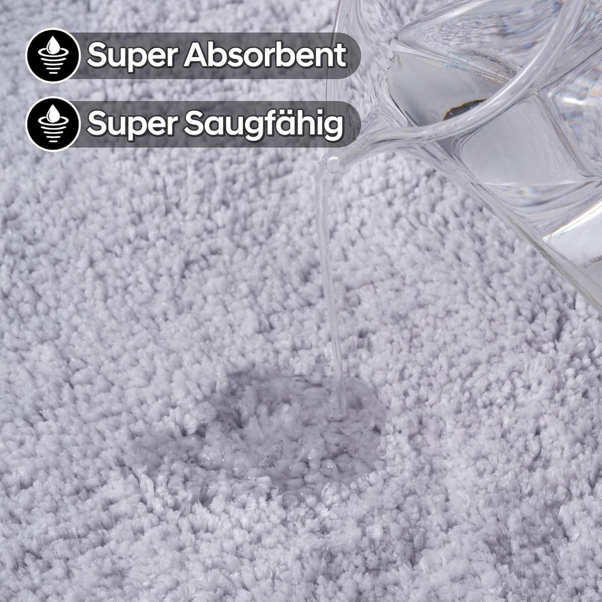 BADEMATTE rutschfest waschbar, weicher Badteppich, saugstark 50x80 cm Grau - Grau, Textil (50/80cm)