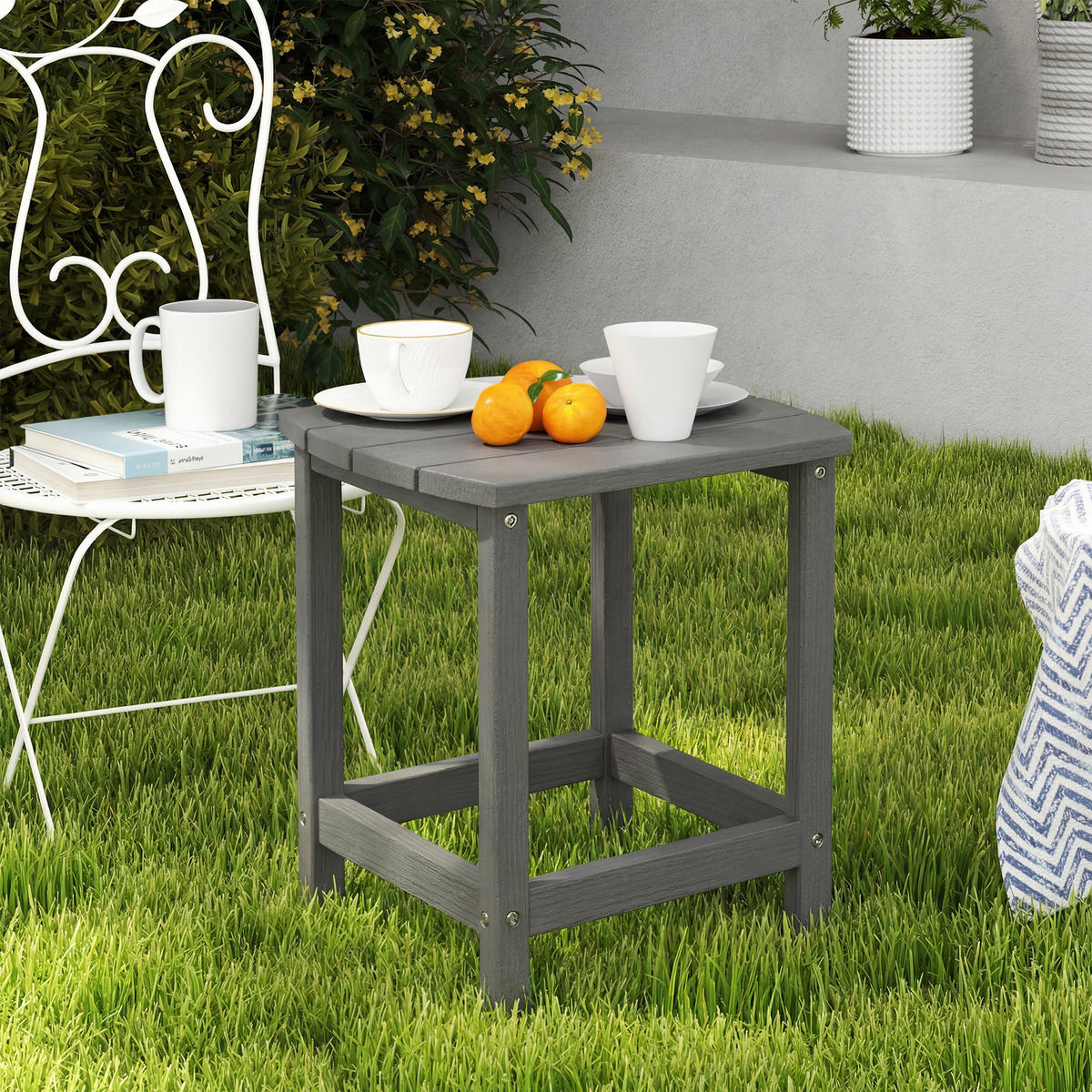 OUTDOOR-BEISTELLTISCH HDPE Grau - Grau, Kunststoff (48/37/46cm) - Outsunny