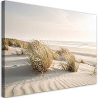LEINWANDBILD Strand Meer Dünen Natur Pflanzen 90x60cm - Beige, Textil (90/60cm) - Feeby