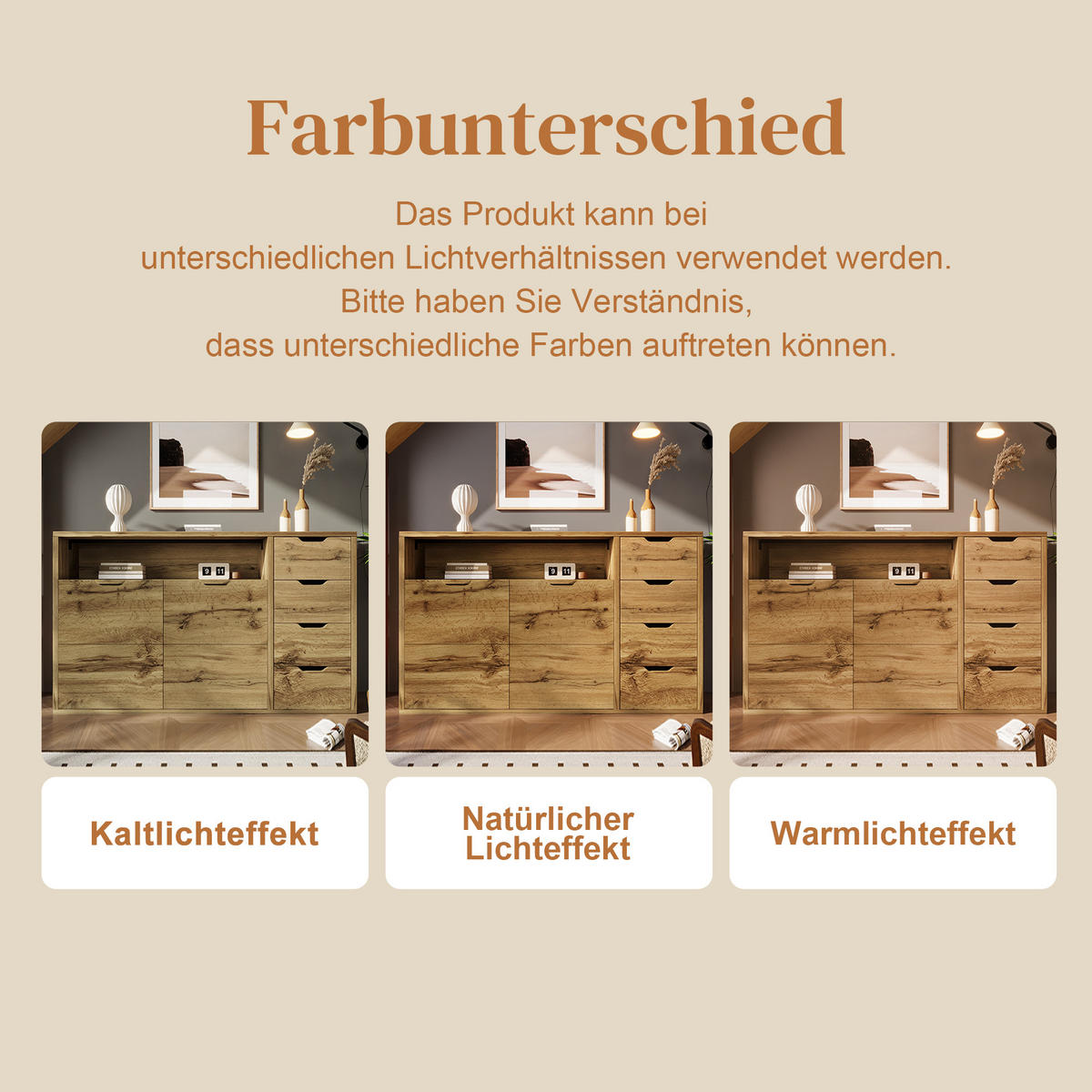 SIDEBOARD Oak 150/40/90 cm mit 2 Türen und 4 Schubladen - Eichefarben, Holz (150/90/40cm) - PANGIVO