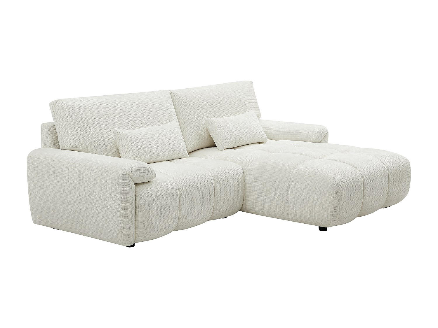 ECKSOFA – Ecke rechts – Chenille-Stoff – Offwhite – ANELKO - Weiß, Textil (242/171cm) - Vente-Unique