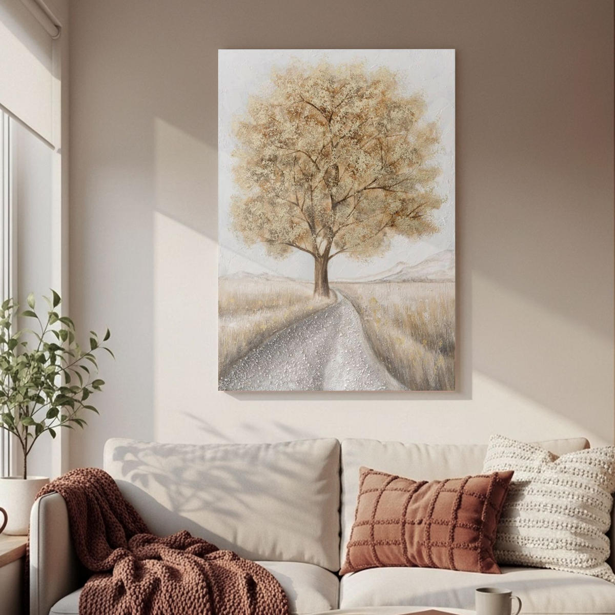 ACRYLBILD HANDGEMALT 60/90 cm - Beige/Grau, Holz/Textil (60/90cm) - KUNSTLOFT