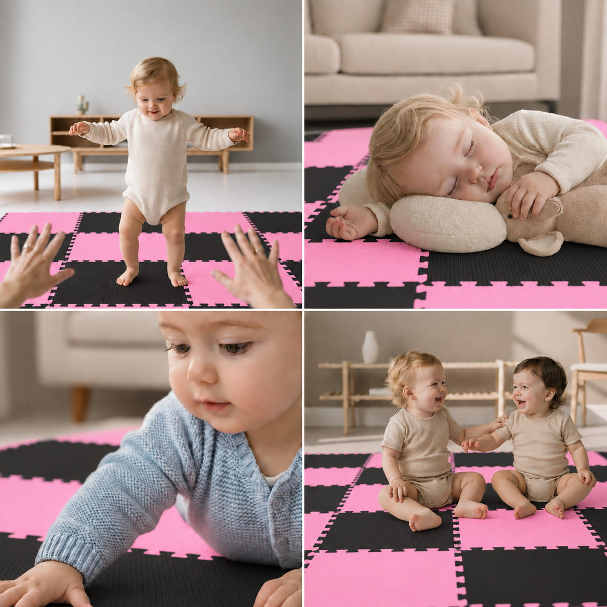 SPIELMATTE ab Null - 180/90 cm Puzzlematte Schwarz - Multicolor, Kunststoff (30/30cm) - Littletom