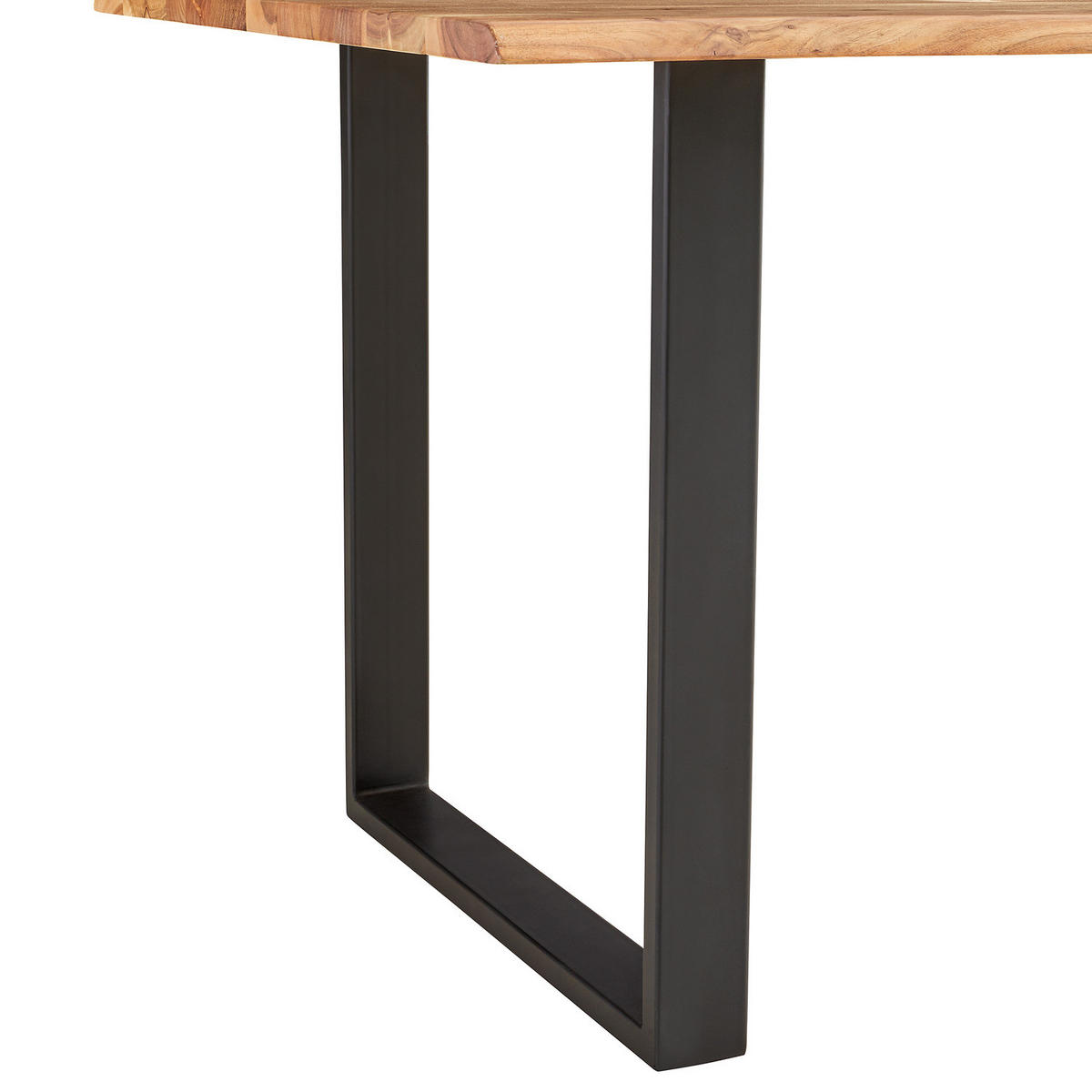 ESSTISCH mit Massivholzplatte - Akazie massiv / Eisen - Schwarz/Braun, Holz/Metall (80/120/76cm) - home24