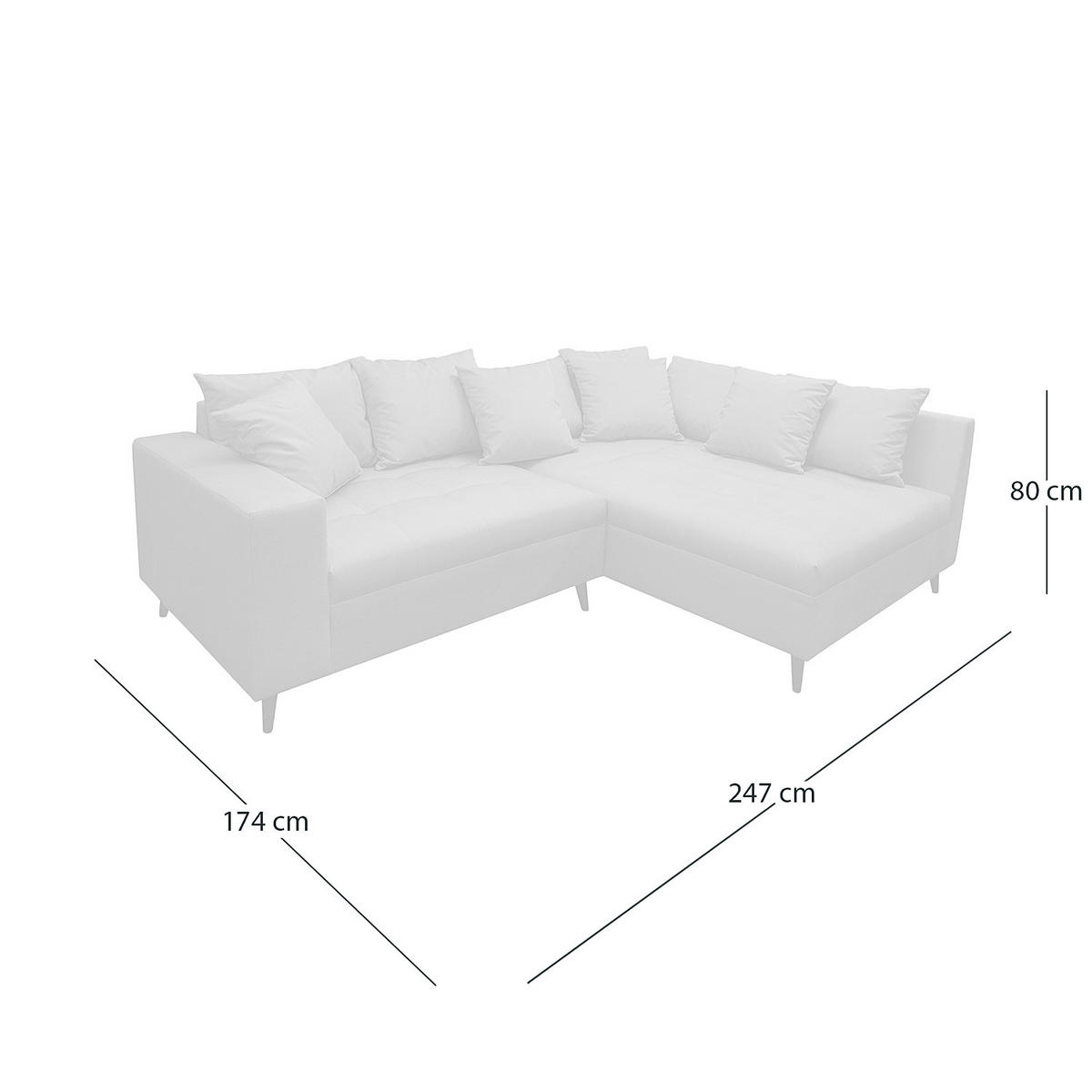 ECKSOFA mit Hocker - Grau, Holz/Birkenholz (247/174cm) - home24