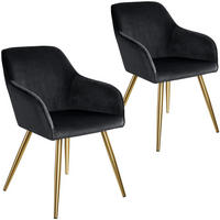 ESSZIMMERSTUHL 2er Set Marilyn 58 x 62 x 82 cm schwarz/gold - Goldfarben/Schwarz, Textil (58/82/62cm) - tectake