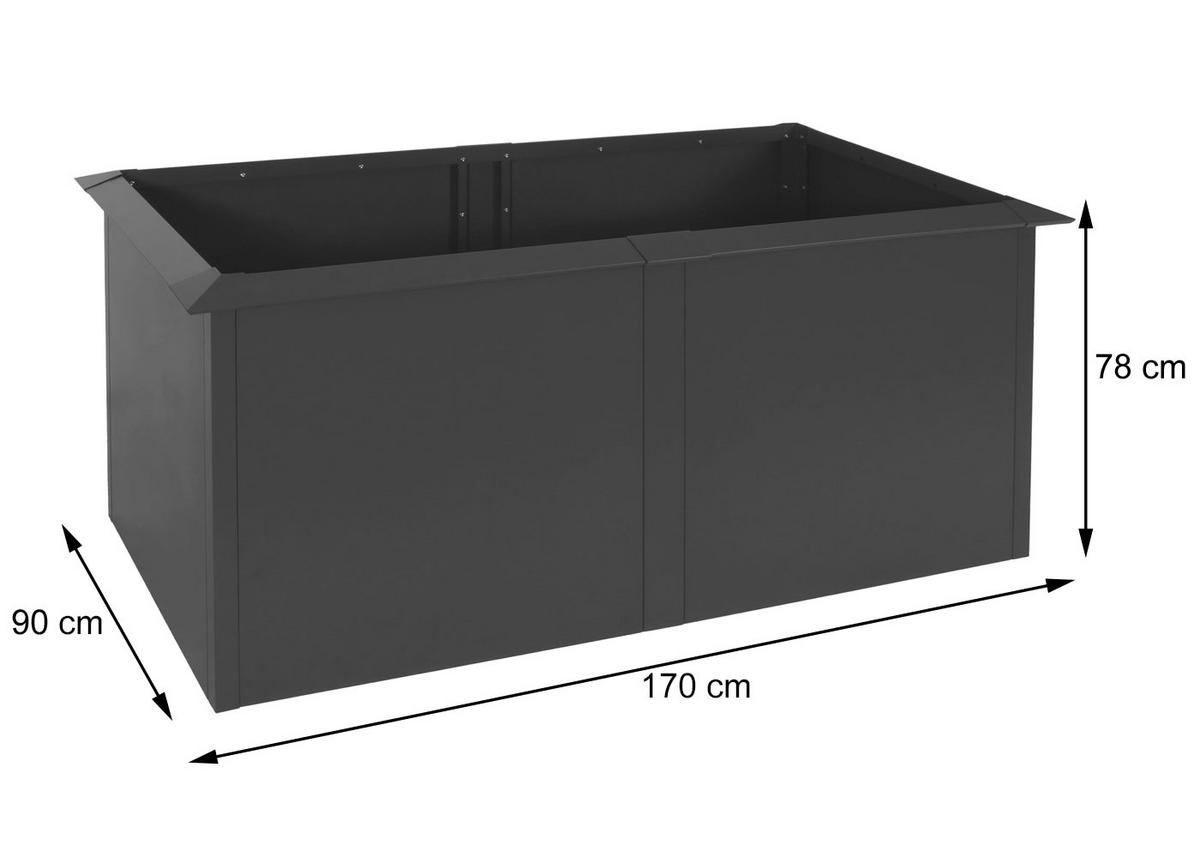 HOCHBEET Anthrazit - Anthrazit, Metall (170/78/90cm) - MCW