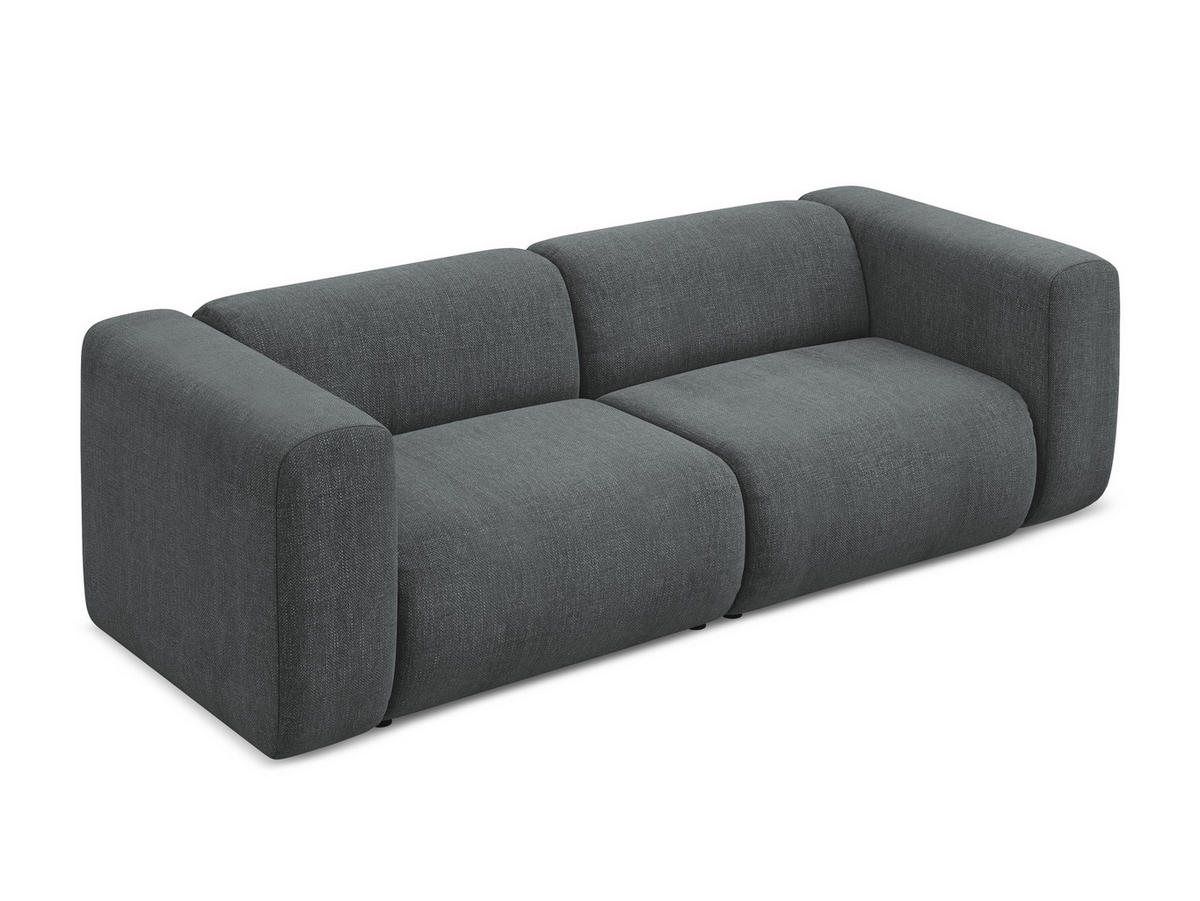 3-SITZER SOFA Chenille Stoff Grau - Schwarz/Graphitfarben, Kunststoff/Textil (228/70/89cm) - Makamii