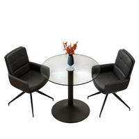 ESSGRUPPE DE-39489 3-teilig, Glastisch und 2 Drehstühlen Schwarz - Schwarz, Metall (85/75/85cm) - ComfortXL