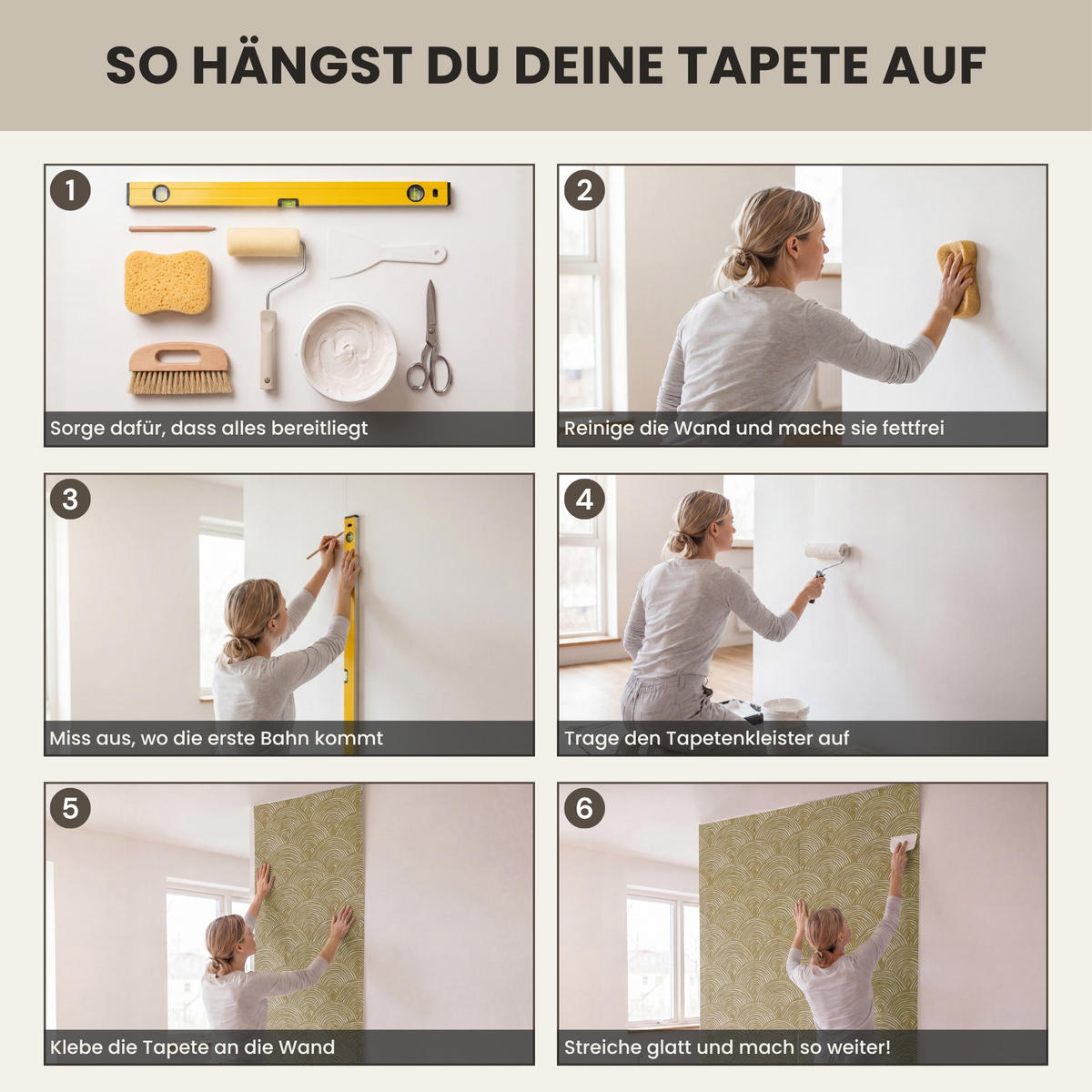 TAPETE - Fächer - Geometrisch - Grün - 200x200 cm - Goldfarben, Papier (200/200cm) - OnlyWow