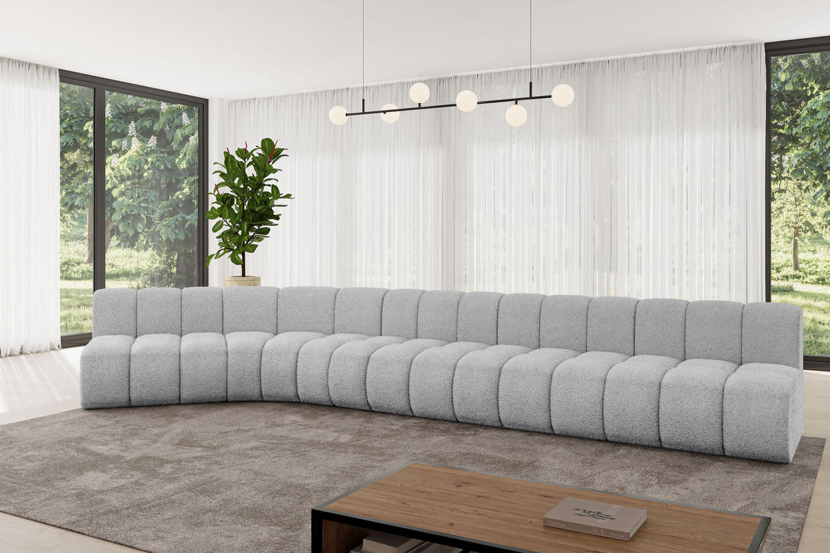 ECKSOFA modulares Sofa Montra-L3 - 472x174x70 cm Hellgrau - Hellgrau, Holzwerkstoff/Textil (472/174cm) - ALTDECOR