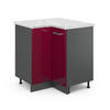 ECKUNTERSCHRANK R-Line Bordeaux Hochglanz 75.6 cm AP Marmor - Bordeaux/Anthrazit, Holzwerkstoff (75.6/81.6/60cm) - Vicco