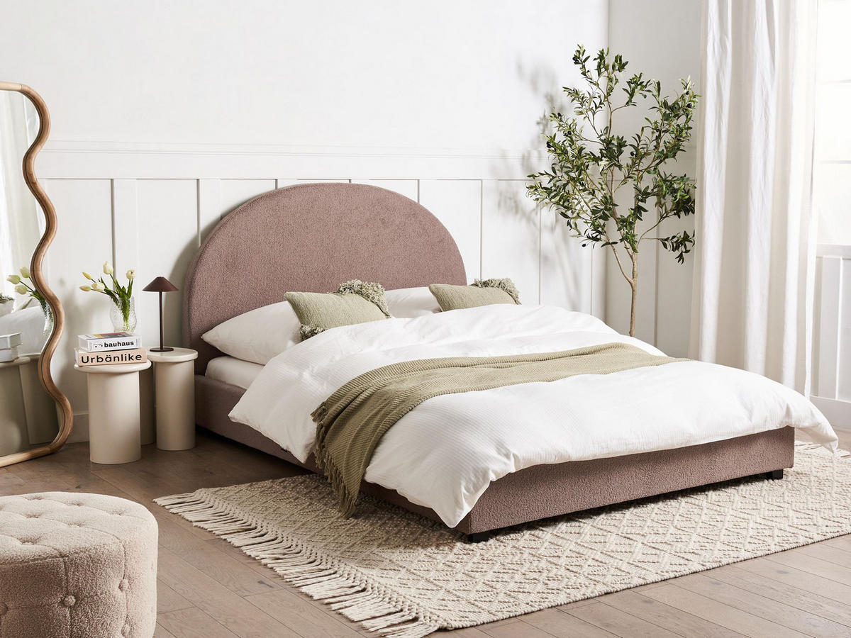 BETT mit Lattenrost 140/200 cm Taupe Vaucluse - Taupe, Textil (140/200cm) - Beliani