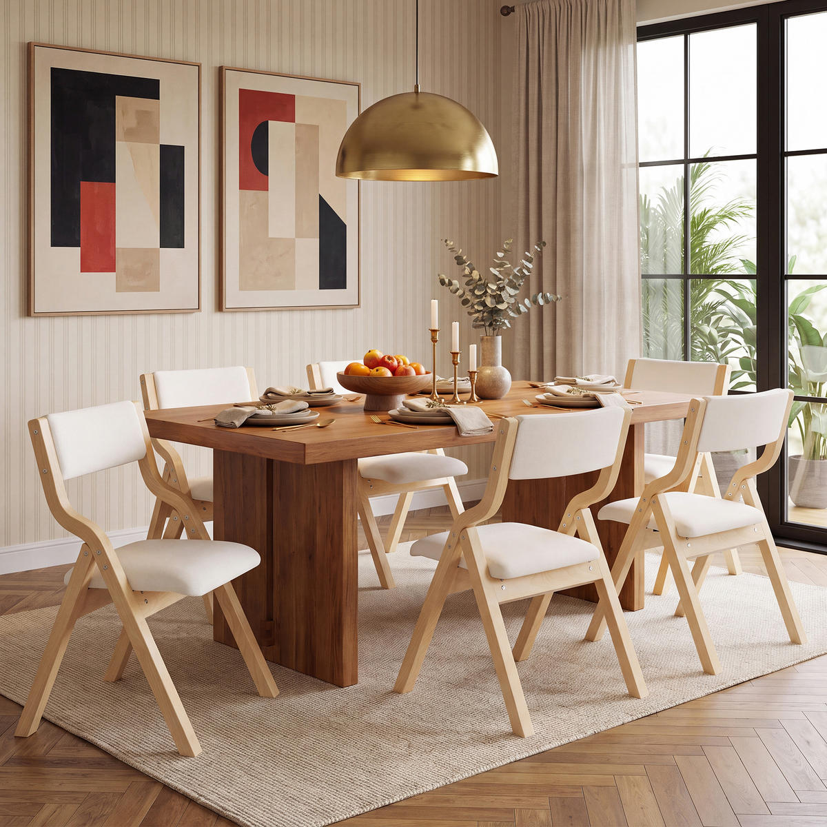 ESSZIMMERSTÜHLE 2er-Set Klappbar Massivholz Leinen Beige - Beige, Holz (55/81/49cm) - FLIEKS