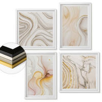 WANDBILDER 4er-Set - 50x50 cm & 40x60 cm Weißer Rahmen - Abstrakte warme Muster - Weiß, Kunststoff (50/50cm) - ArtPrintCave