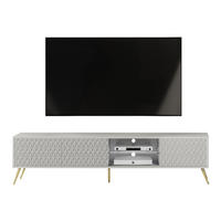 LOWBOARD Delvine 3T Weiß 175/45/31.6 cm – mit offener Ablage und Kabeldurchlass - Goldfarben/Weiß, Holzwerkstoff (175/45/31.6cm) - AX Living