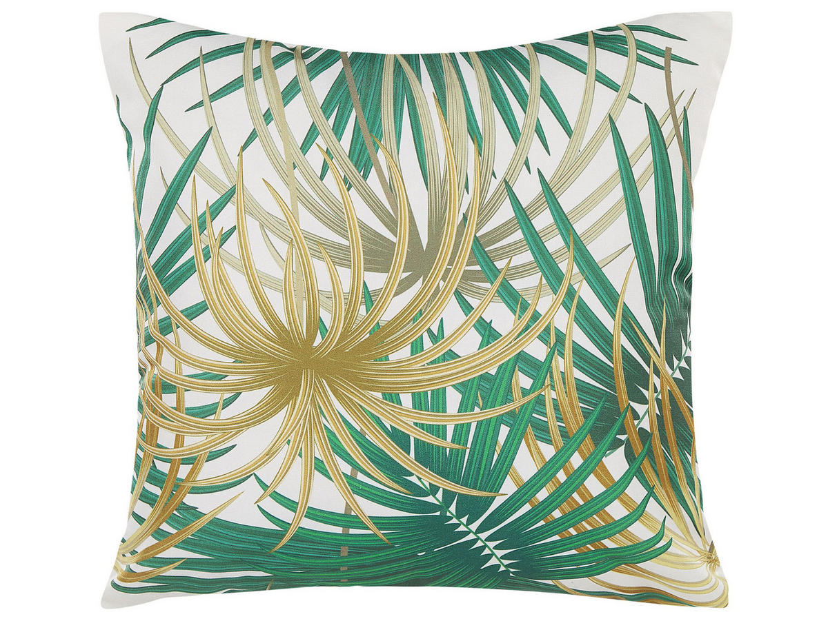 GARTENKISSEN 2er-Set Palmenmuster bunt 45/45 cm Gaiana - Grün, Textil (45/45cm) - Beliani