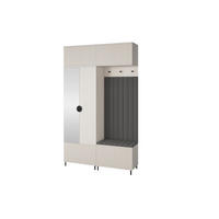 GARDEROBE Ritmo version 2 mit Spiegel, mit POLSTERPANEELEN DUNKELGRAU - Dunkelgrau/Beige, Holzwerkstoff (140/235/40cm) - Jerpax