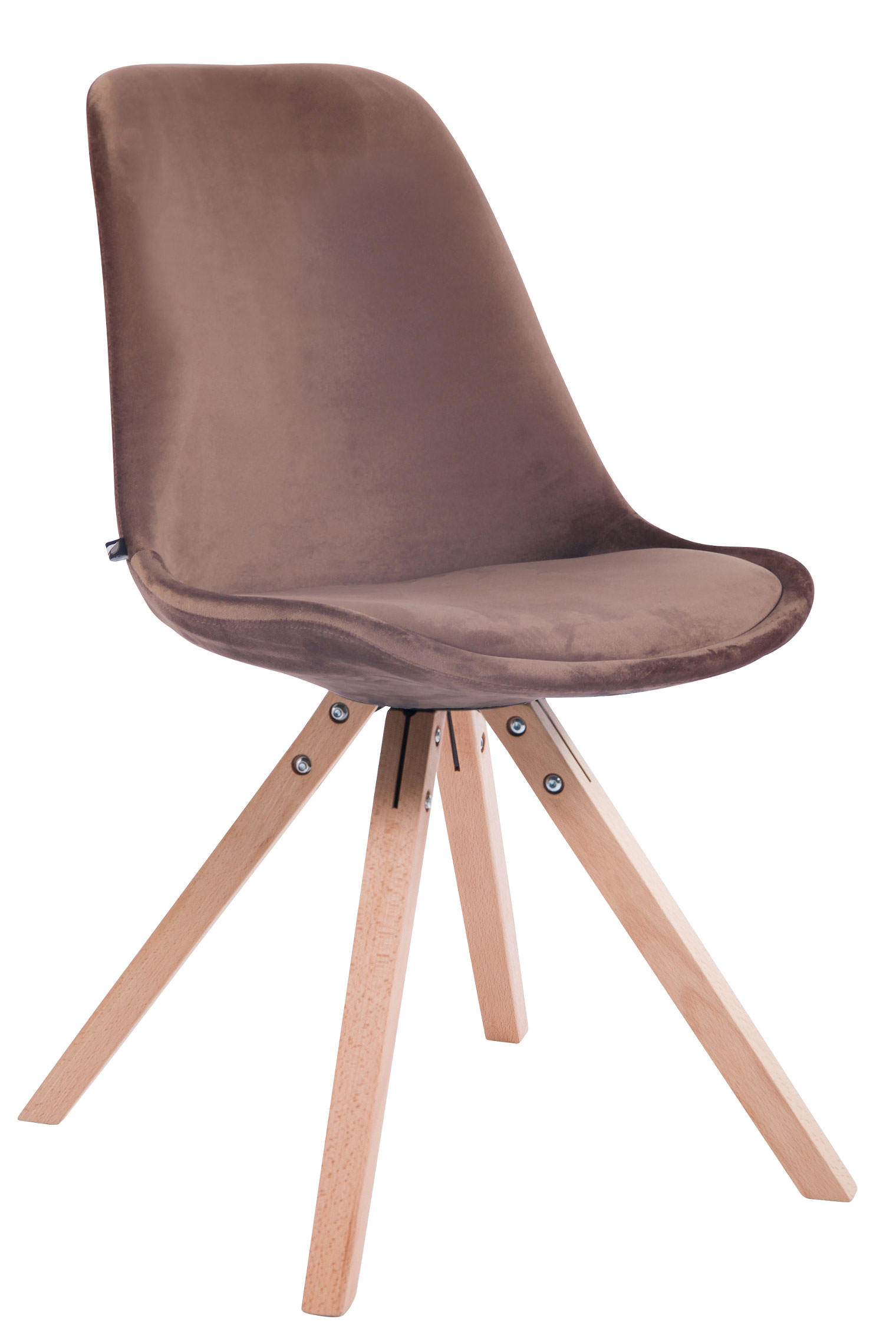 BESUCHERSTUHL Toulon Samt, Gestell Buchenholz Natura Square Braun - Braun/Naturfarben, Holz/Buchenholz (48/83/56cm) - TPFLiving