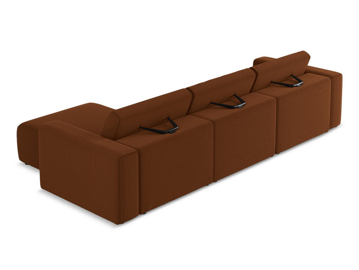 ECKSOFA Rechts Samt Stoff Orange - Rot/Terra cotta, Kunststoff/Textil (314/167cm) - Makamii