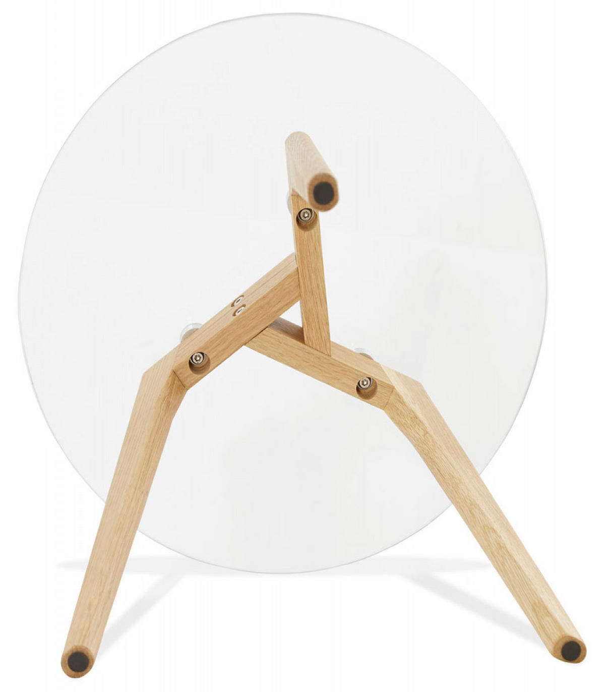 COUCHTISCH Holz Glas Rund Modern Skandinavisches Design Kompakt 80x80x45cm - Eichefarben/Transparent, Glas/Eichenholz (50/50/45cm) - KADIMA DESIGN