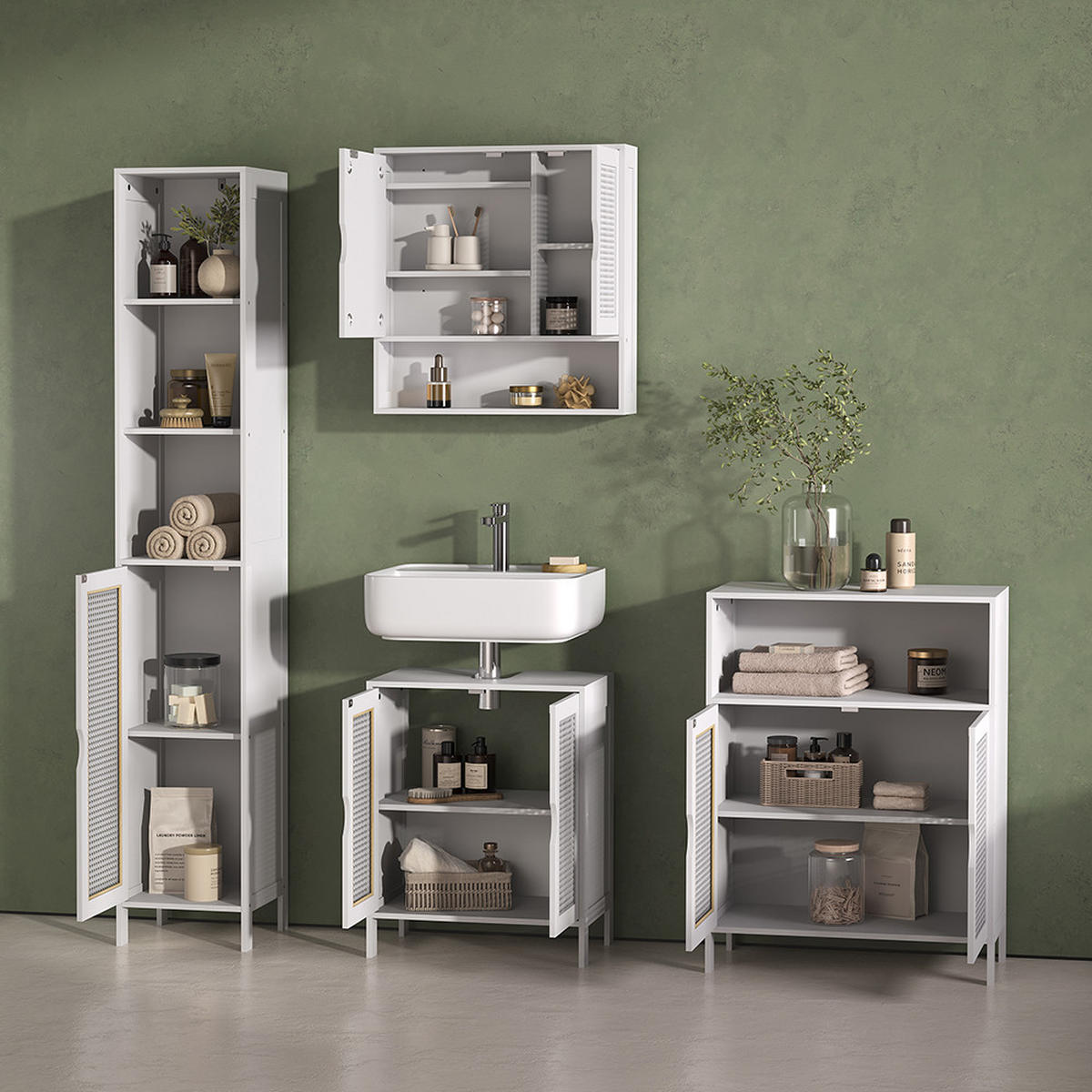 KOPALNIŠKA OMARICA Mincio, Bela, 30 x 170 cm z 1 vrati - bela, leseni material (30/170/29cm) - Livinity®