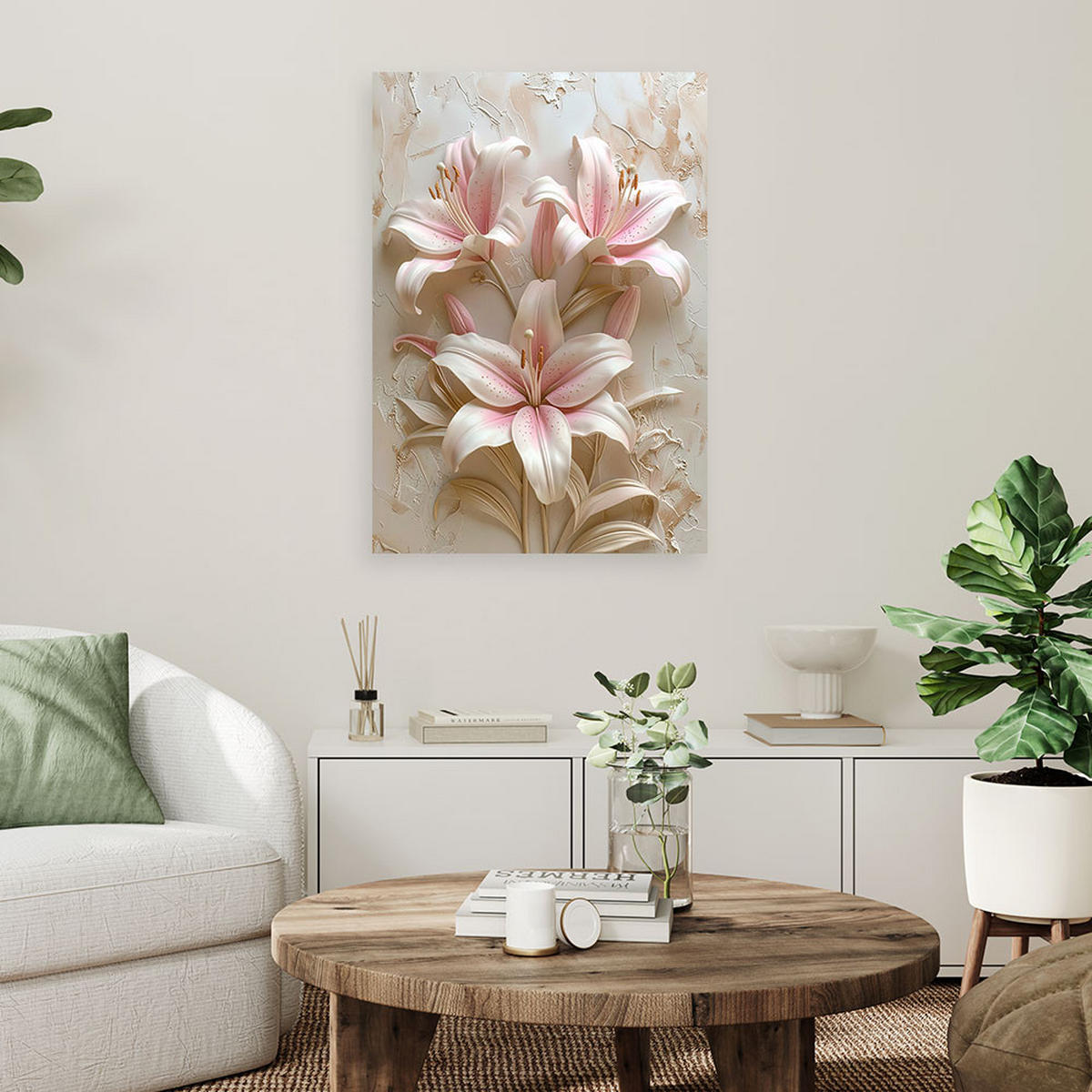 BILD auf Leinwand, Zarte weiße und rosa Blüten - Rosa, Textil (20/30cm) - Feeby