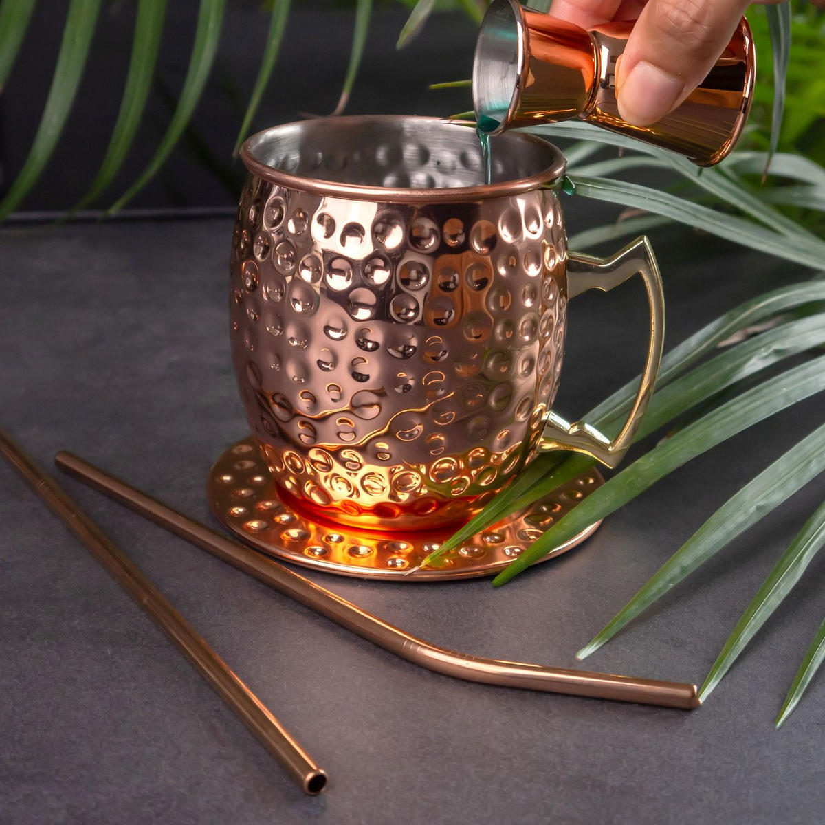 COCKTAIL BECHER Set (2er-Set) - Bronzefarben, Metall (9.5/10/12cm) - Intirilife