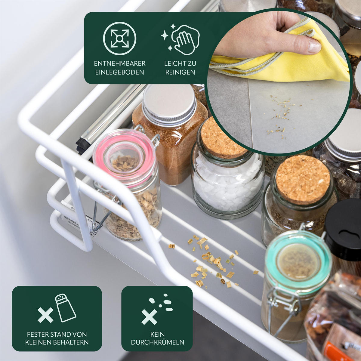 TELESKOPSCHUBLADE 60 cm, weiß, Metall - Weiß, Metall (57/14/44cm) - bremermann