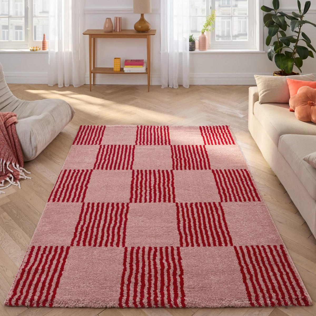 TEPPICH vintage mit blumenmuster rot Groovy 120x160 cm - Rot, Textil (120/160cm) - Nazar Rugs