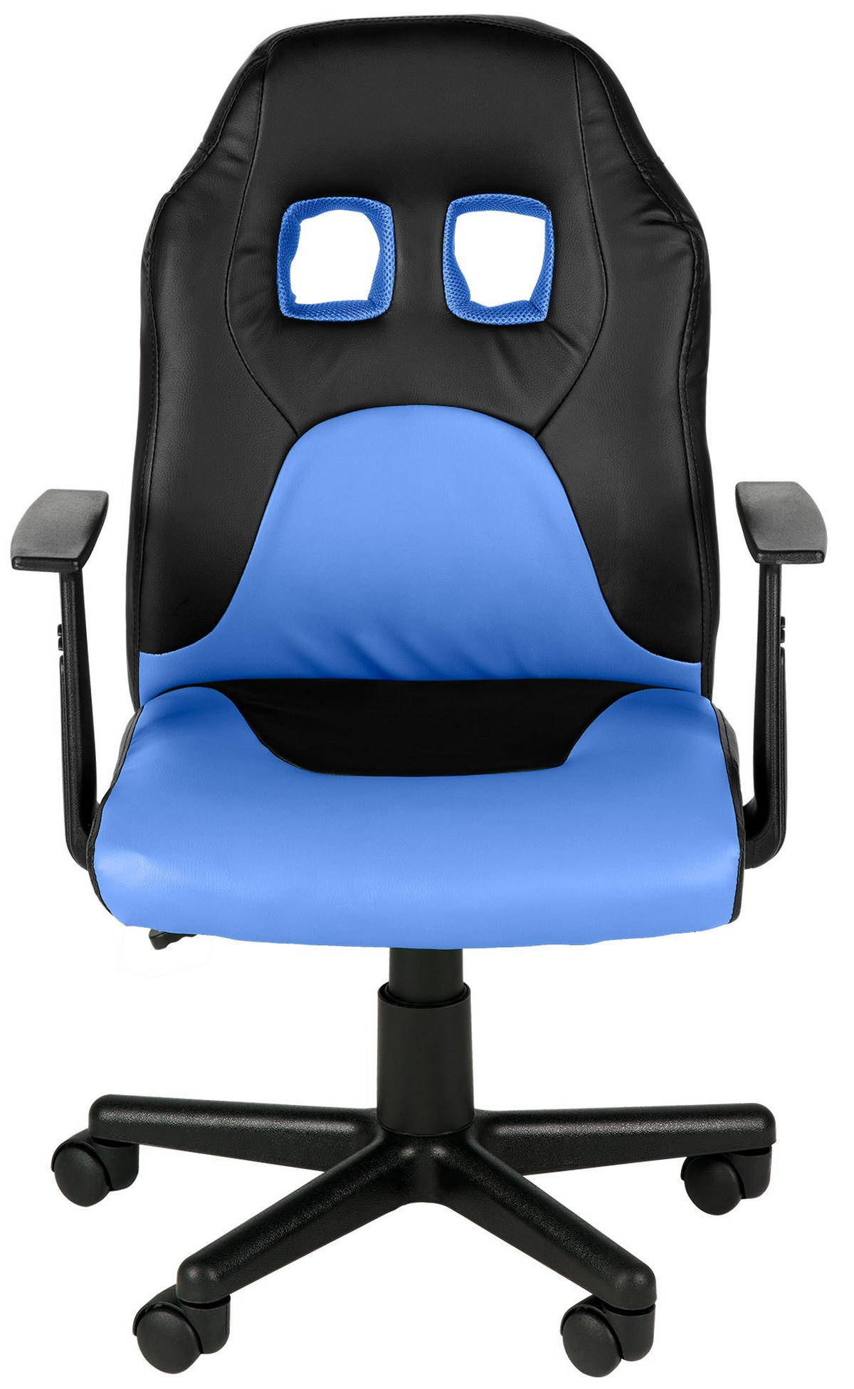 JUGENDDREHSTUHL Lederlook Schwarz/Blau - Blau/Schwarz, Kunststoff/Textil (56/83/59cm) - CLP