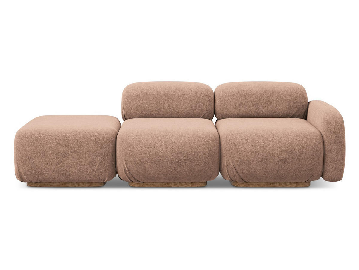 3-SITZER SOFA Bouclé Stoff Pink - Pink/Hellrosa, Holz/Textil (258/73/95cm) - Makamii