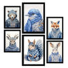 POSTER Set Mit 6 Tiere In Winterkleidung A3 & A4 Schwarzer Rahmen - Schwarz, Papier (29/3cm) - Nacnic