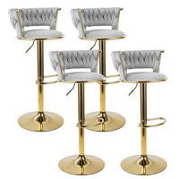 BARHOCKER 4er Set Höhenverstellbar Grau/Gold - Multicolor, Textil (46/100/46cm)