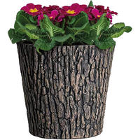 BLUMENTOPF Holzoptik Ø 30cm Braun mit Holzoptik im rustikalen Design aus UV-resistenten Plastik - Braun, Kunststoff (30/37.5cm) - PROREGAL