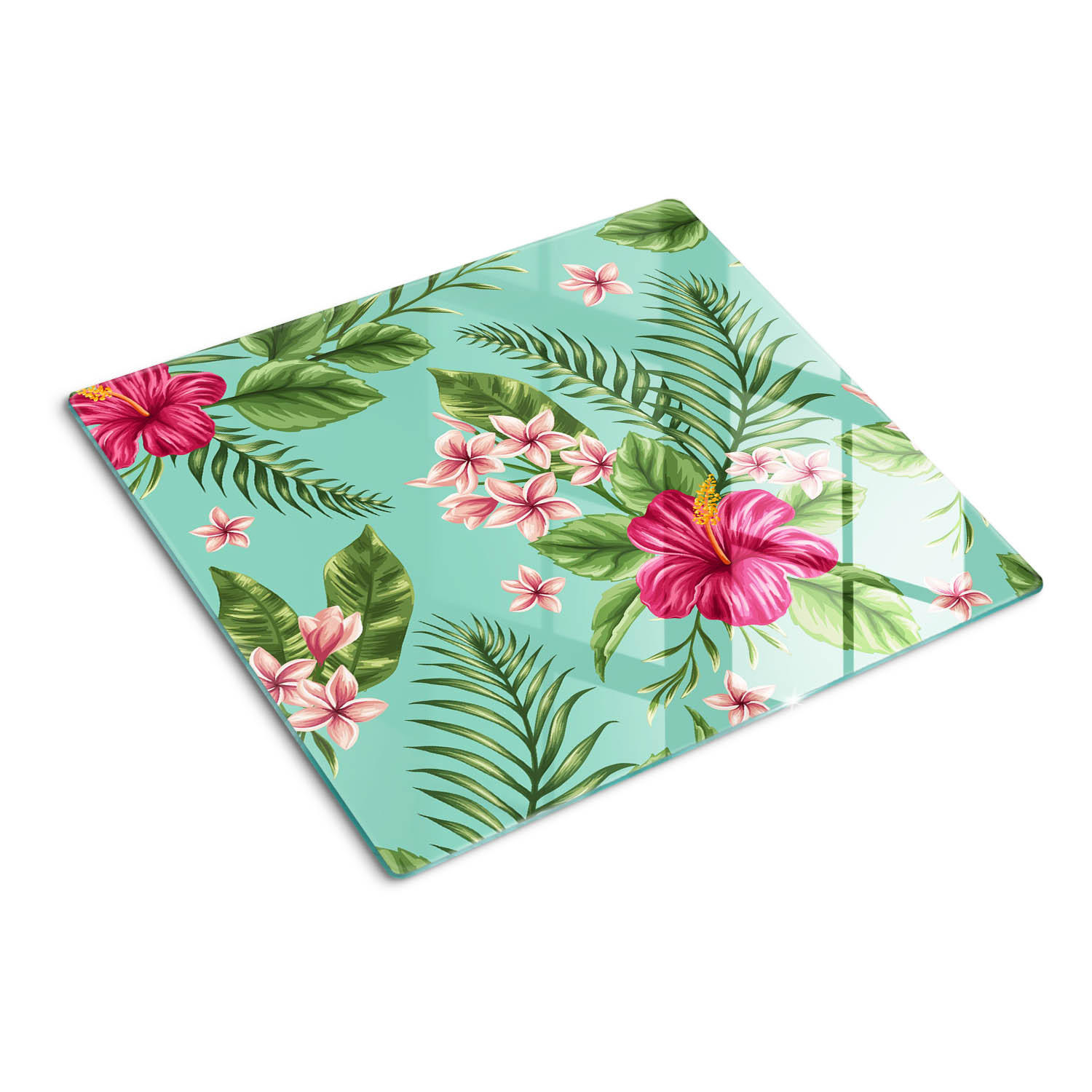 GLASPLATTE 60x52 cm Hawaiianische Blumen - Pink, Glas (60/0.4/52cm) - TULUP