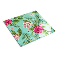 GLASPLATTE 60x52 cm Hawaiianische Blumen - Pink, Glas (60/0.4/52cm) - TULUP