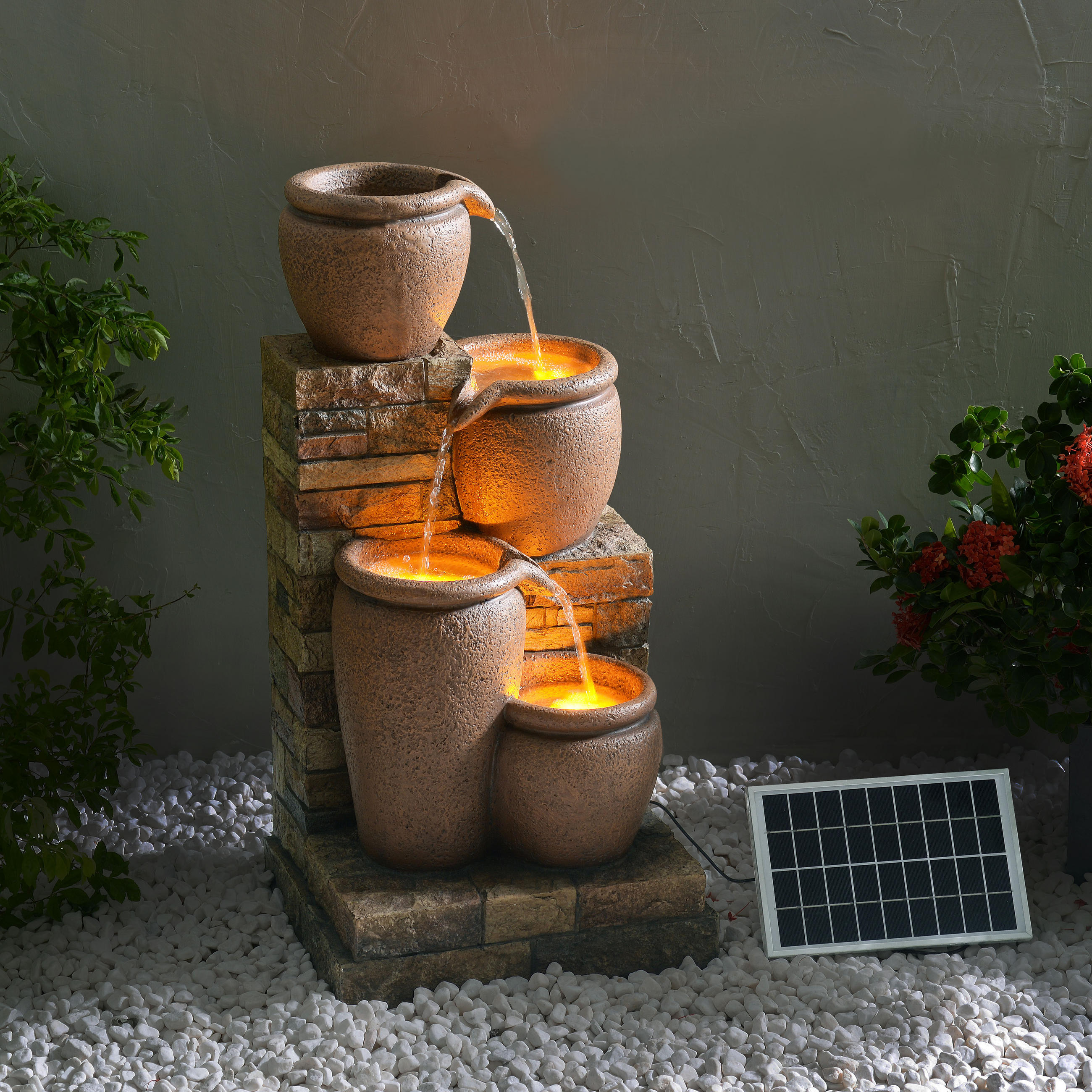 SOLAR-GARTENBRUNNEN 78cm - Braun, Kunststoff (40/34/78cm) - Teamson Home