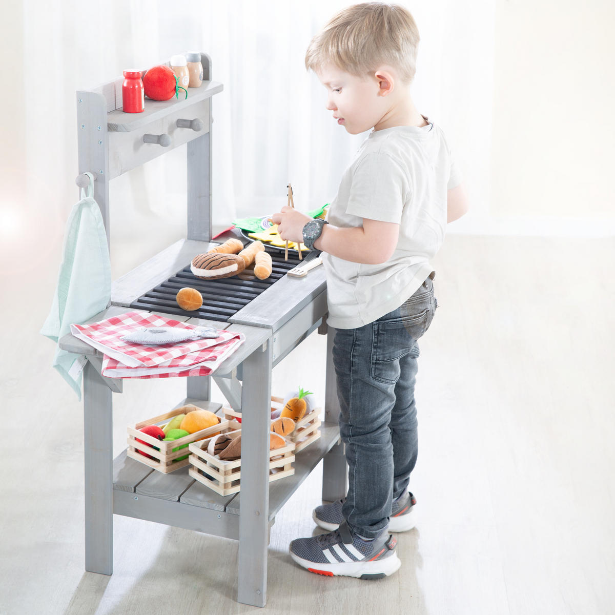 MATSCHKÜCHE 'BBQ' Matschküche 'BBQ' grau - Grau, Holz (82/35cm) - Roba