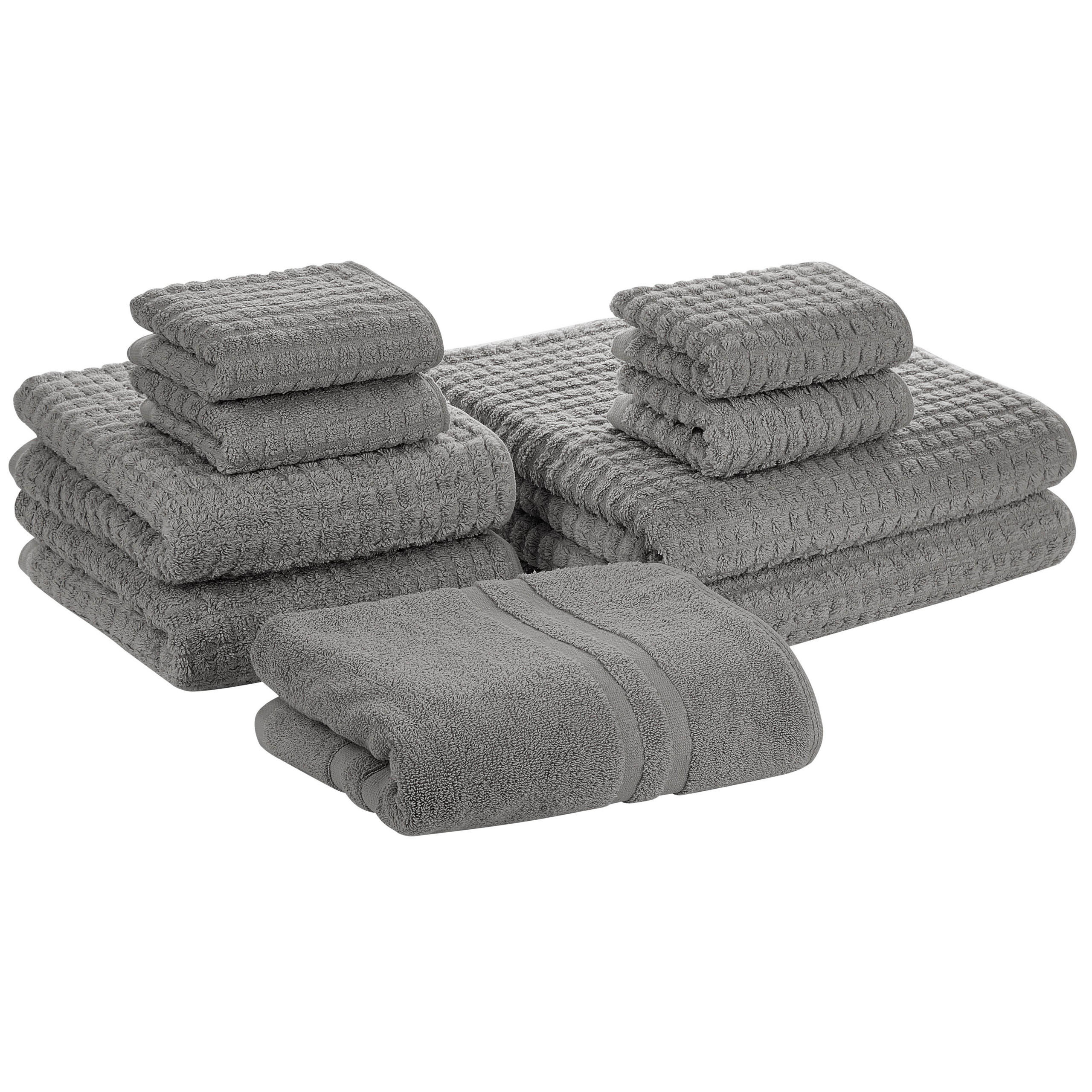 FROTTIERSET 9-teilig Grau Atai - Grau, Textil (70/140cm) - Beliani