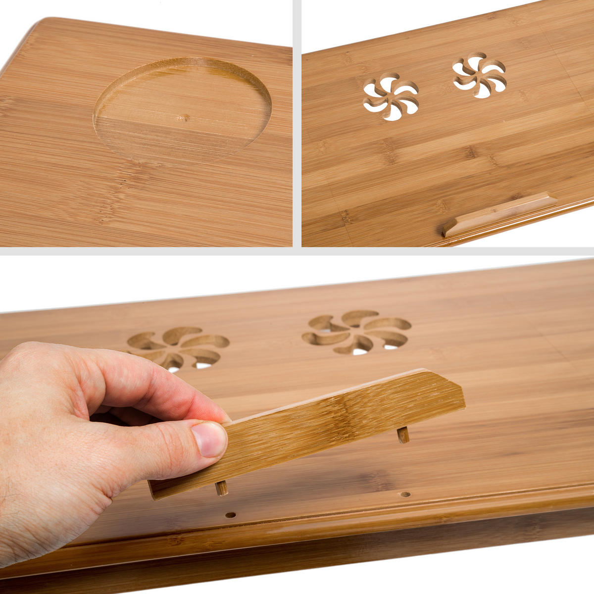 LAPTOPTISCH Janina,72 x 35 x 26 cm,braun - Braun, Holz (72/35/26cm) - tectake