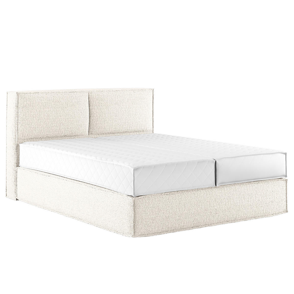 BOXSPRINGBETT mit Kopfteil - Premium - Weiß, Textil (160/200cm) - home24