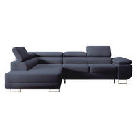 ECKSOFA Stevil Dunkelblau Velours - Silberfarben/Dunkelblau, Textil/Metall (275/203cm) - Selsey