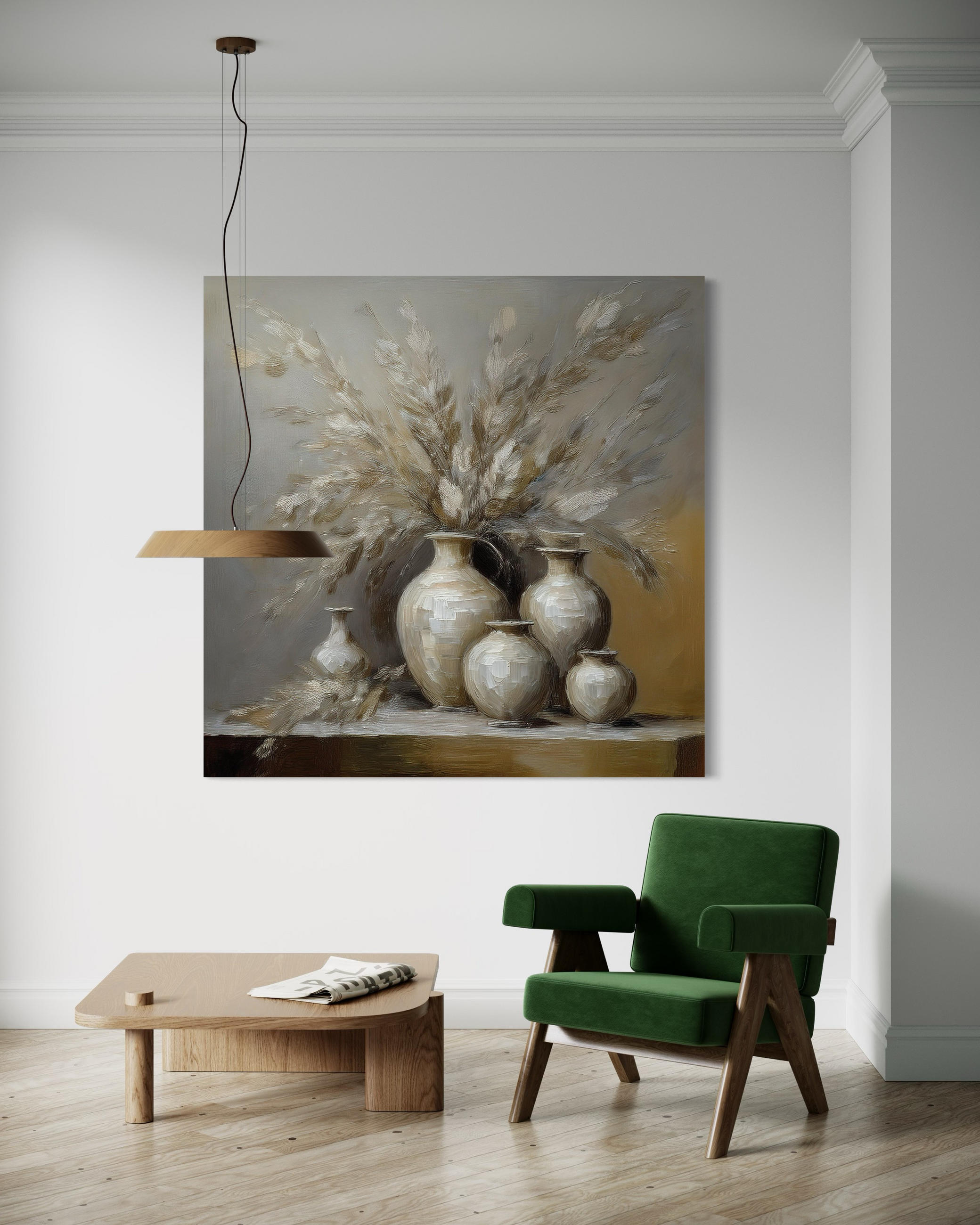 WANDBILD stillleben blumen vase - Grau, Textil (50/50cm) - Feeby