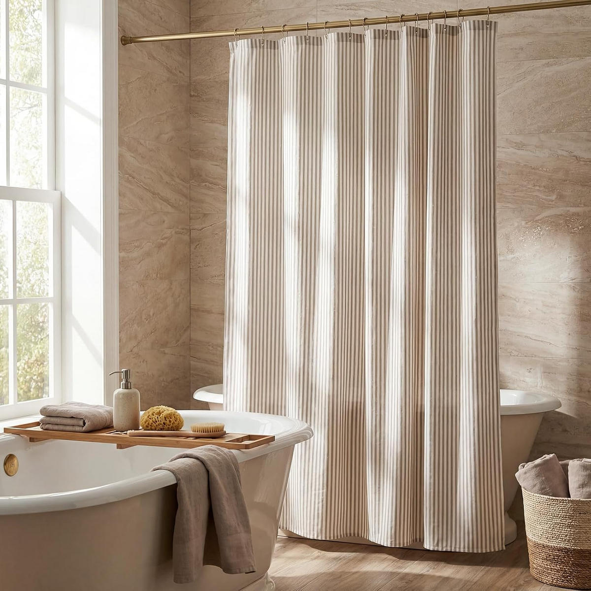 DUSCHVORHANG – Braun (180 × 180 cm) - Hellbraun, Textil (180/180cm)
