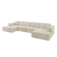 WOHNLANDSCHAFT IREA-U2-v4 - 388x171x79 cm Dunkelgrau - Ecru, Holzwerkstoff/Textil (388/79/171cm) - ALTDECOR