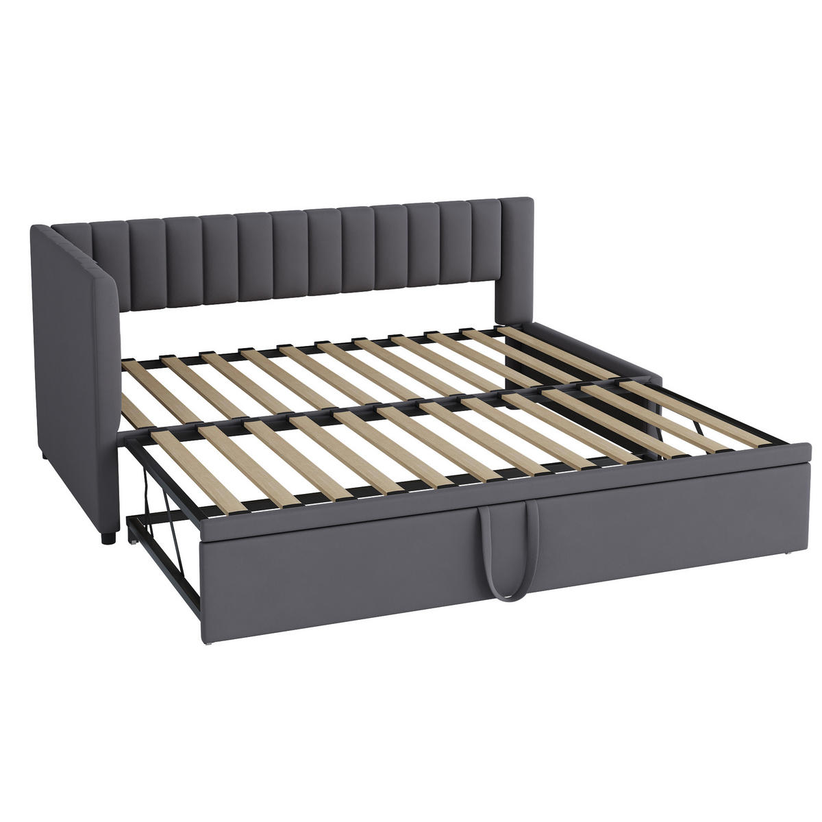 SCHLAFSOFA 90/180 cm grau Samt mit ausziehbarem Bett - Grau, Textil (90/180cm) - OKWISH